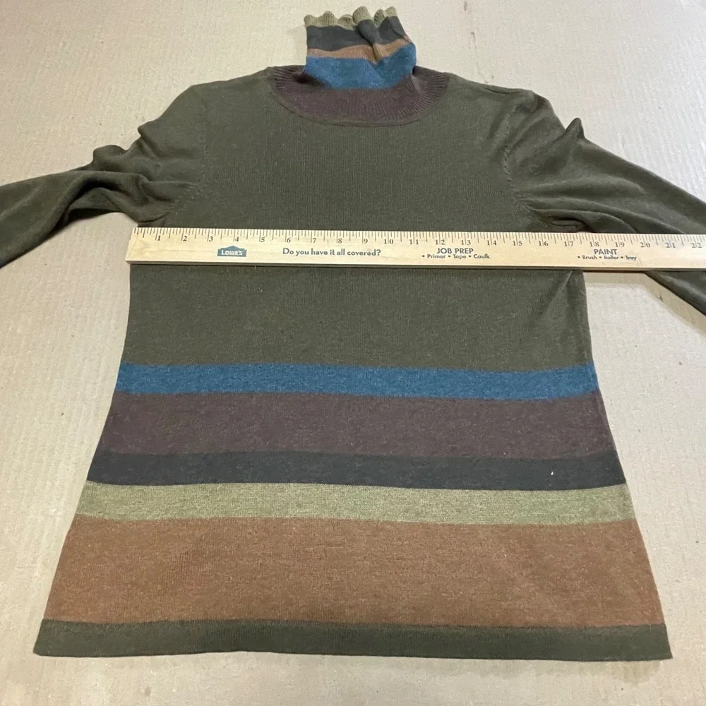Peruvian Connection Sweater Womens Small Green Turtleneck Pima Cotton Casual